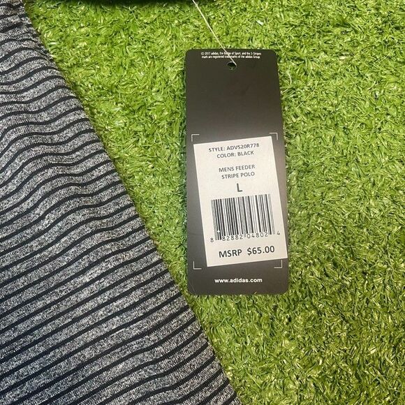 Adidas Feeder Stripe Golf Polo Gray/Black Mens Size Large NWT - Picture 2 of 4